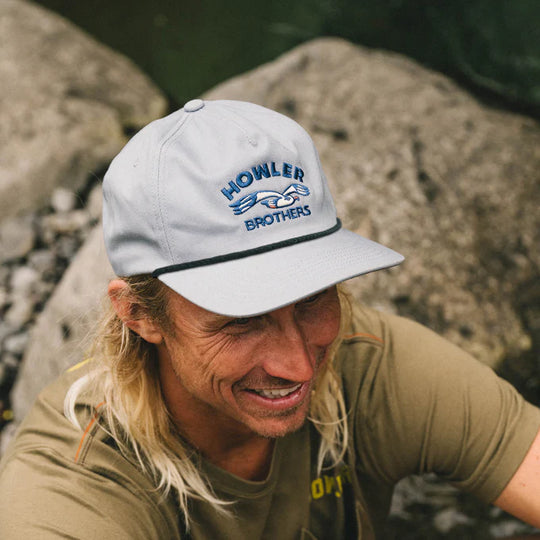 Howler Brothers Unstructured Snapback Hats  - Lone Gull: Stone Blue, worn