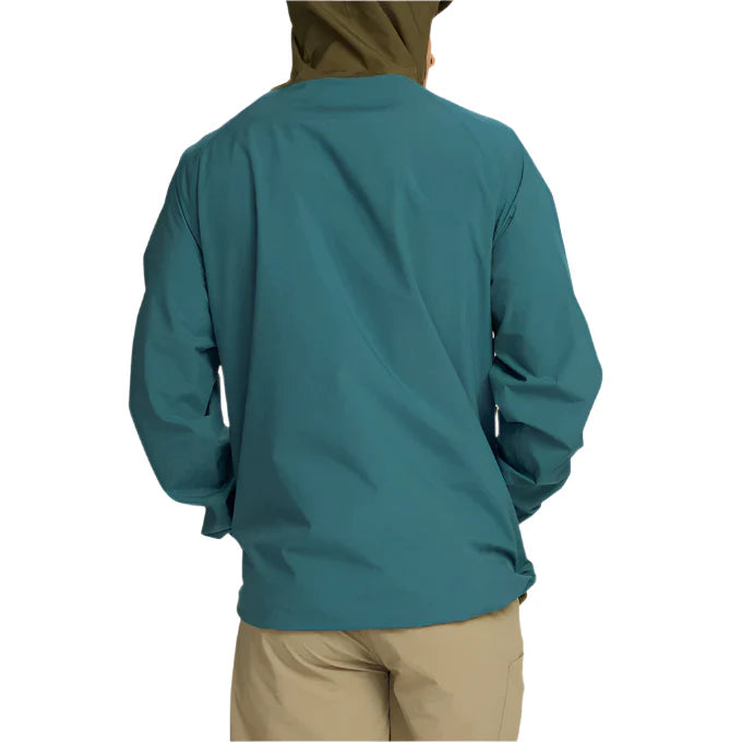 Howler Brothers Storm Splitter Rain Shell, Dark Teal / Dark Olive, back view