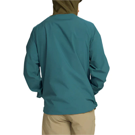 Howler Brothers Storm Splitter Rain Shell, Dark Teal / Dark Olive, back view