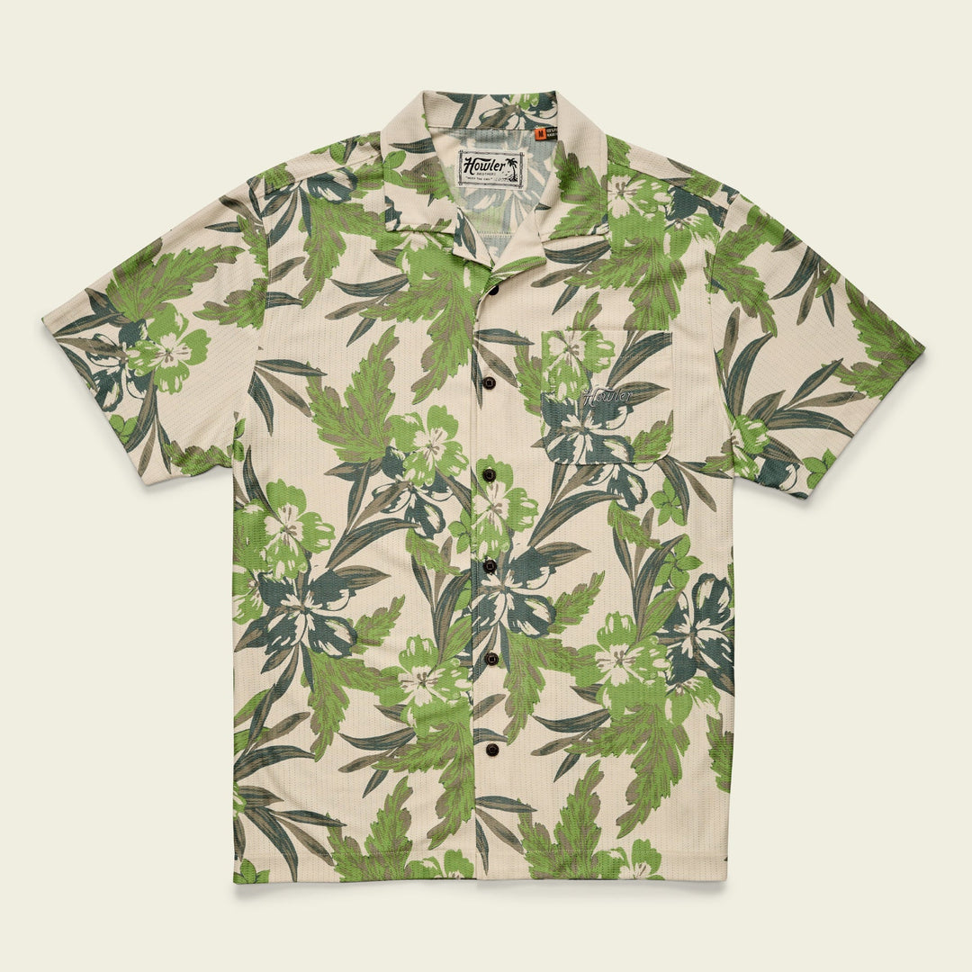 Howler Brothers Palapa Tech Shirt, Flagler Floral Off White, front view