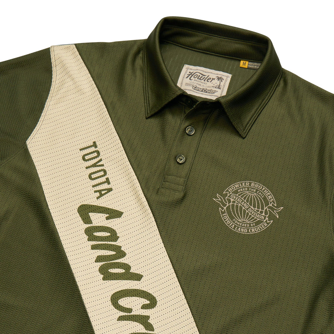 Howler Brothers HB X Land Cruiser Tech Polo: Deep Forest, Ranchero, angled view