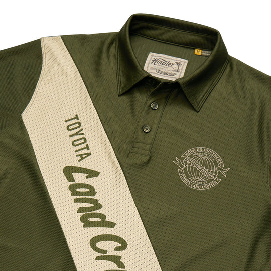 Howler Brothers HB X Land Cruiser Tech Polo: Deep Forest, Ranchero, angled view