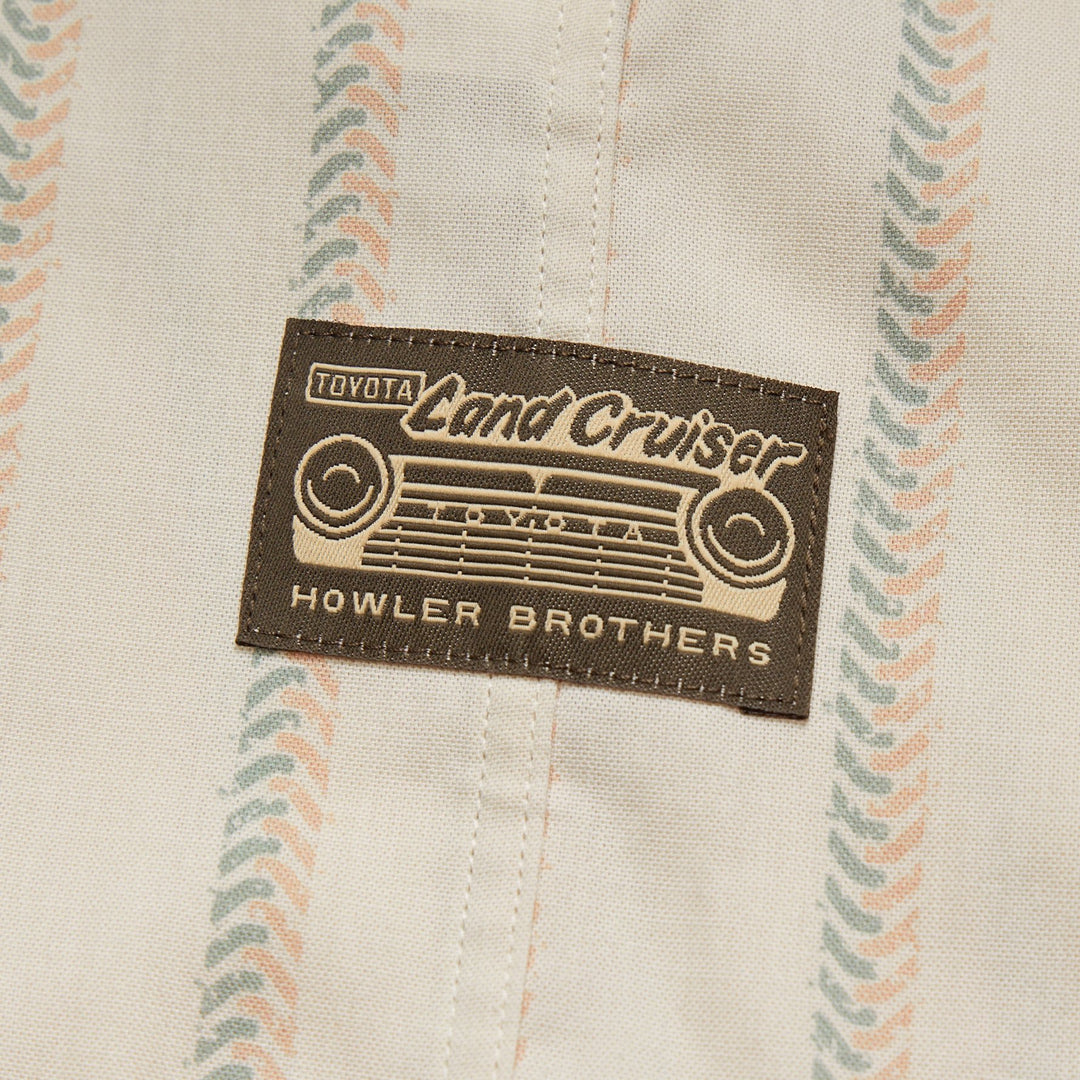 Howler Brothers  HB X Land Cruiser H Bar B Snapshirt: Tracks Off White, White Hbar B, detail