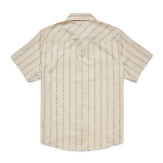 Howler Brothers  HB X Land Cruiser H Bar B Snapshirt: Tracks Off White, White Hbar B, back view