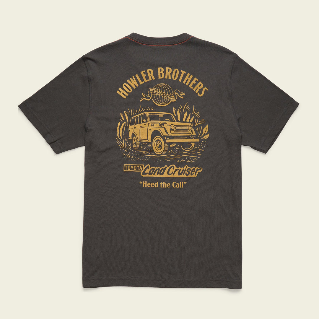 Howler Brothers HB X Land Cruiser T-Shirt: Overlander Antique Black, Toyota Land Crusier, back view