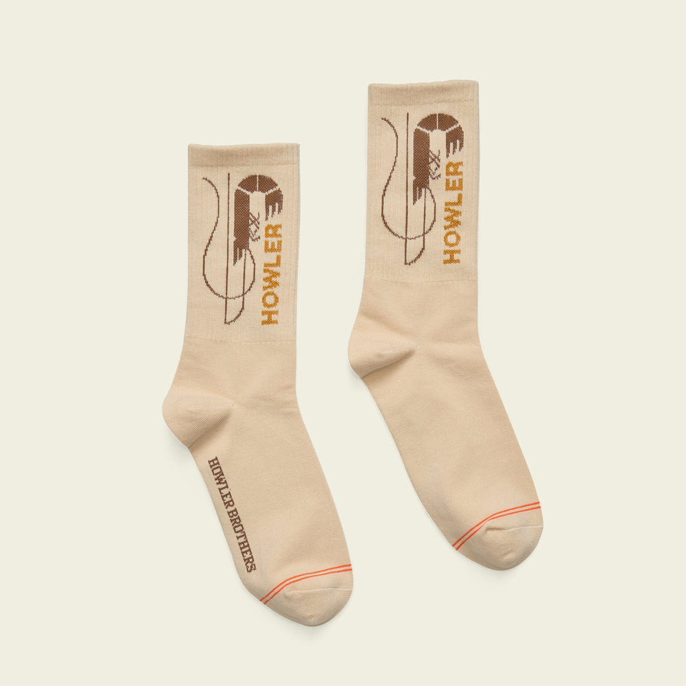 Howler Brothers Socks: Skrimp, Skrimp Off White, flat lay