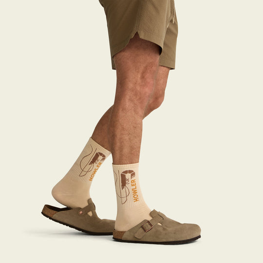 Howler Brothers Socks: Skrimp, Skrimp Off White, worn, view 3