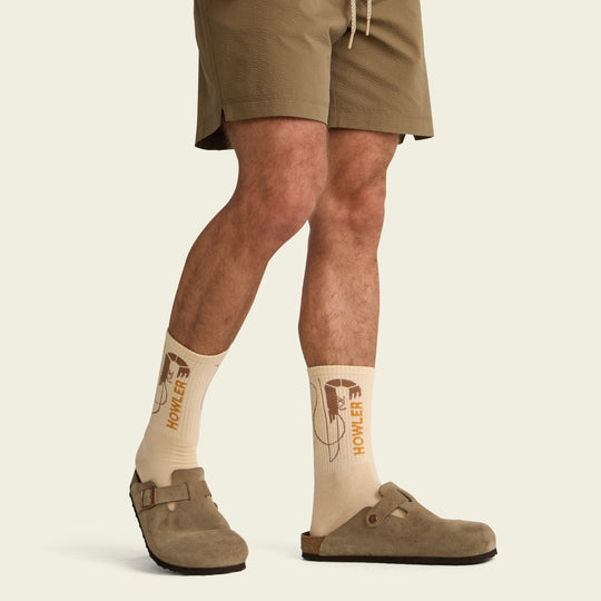 Howler Brothers Socks: Skrimp, Skrimp Off White, worn, view 2