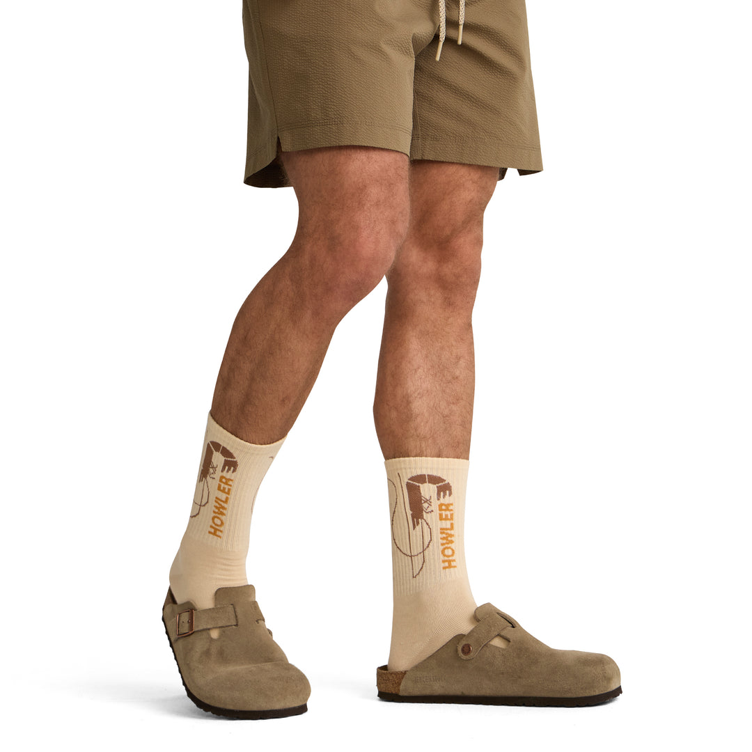 Howler Brothers Socks, Skrimp : Off White, worn