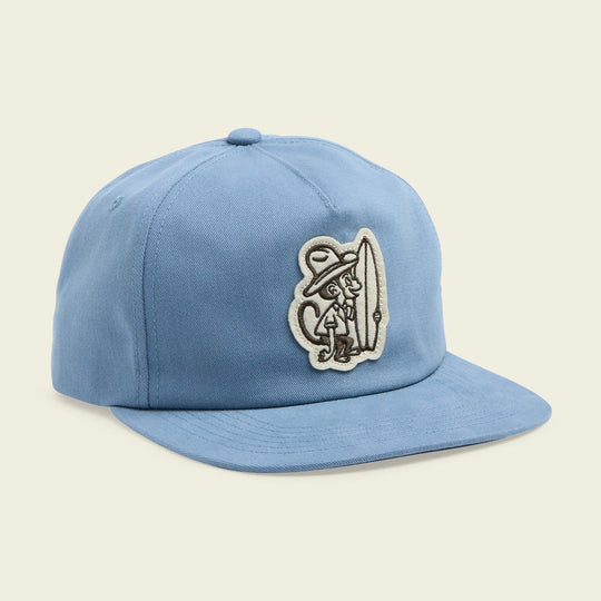 Howler Brothers Unstructured Snapback Hats  - El Monito Surfs : Adobe, Blue, front view