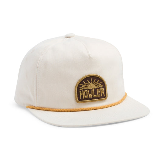 Howler Brothers Unstructured Snapback Hats, El Sol : White, front view