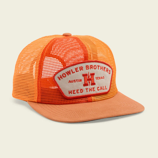 Howler Brothers Unstructured Snapback: Feedstore : Redfish : Off White, Multi Orange, front view