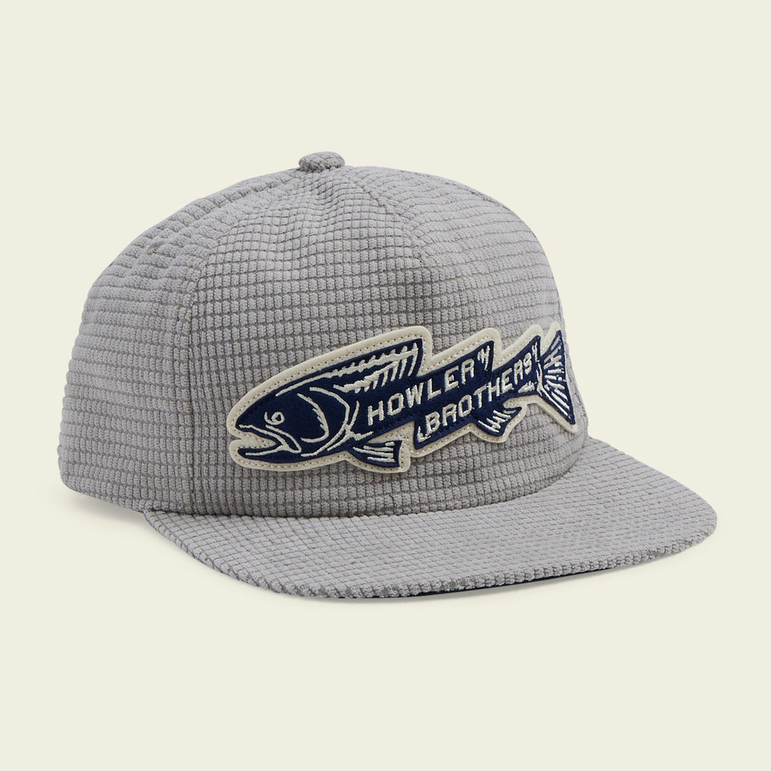 Howler Brothers Unstructured Snapback Hats  - Trout Bolt : Camo, Grey Grid Corduroy, front view