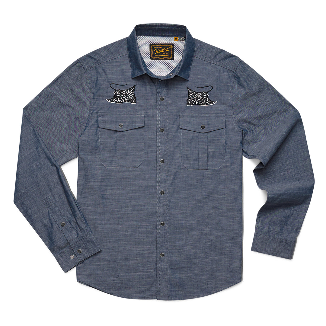 Howler Brothers Gaucho Snapshirt, Patrolling Rays, front view