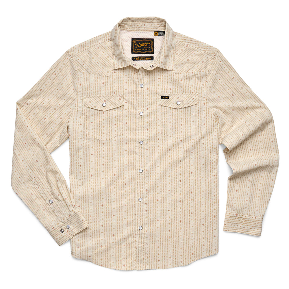 Howler Brothers H Bar B Tech Longsleeve, Supernova Stripe : Leche, front view