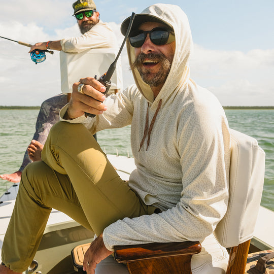 Howler Brothers Loggerhead Hoodie, Pond Patterns : Bone, worn