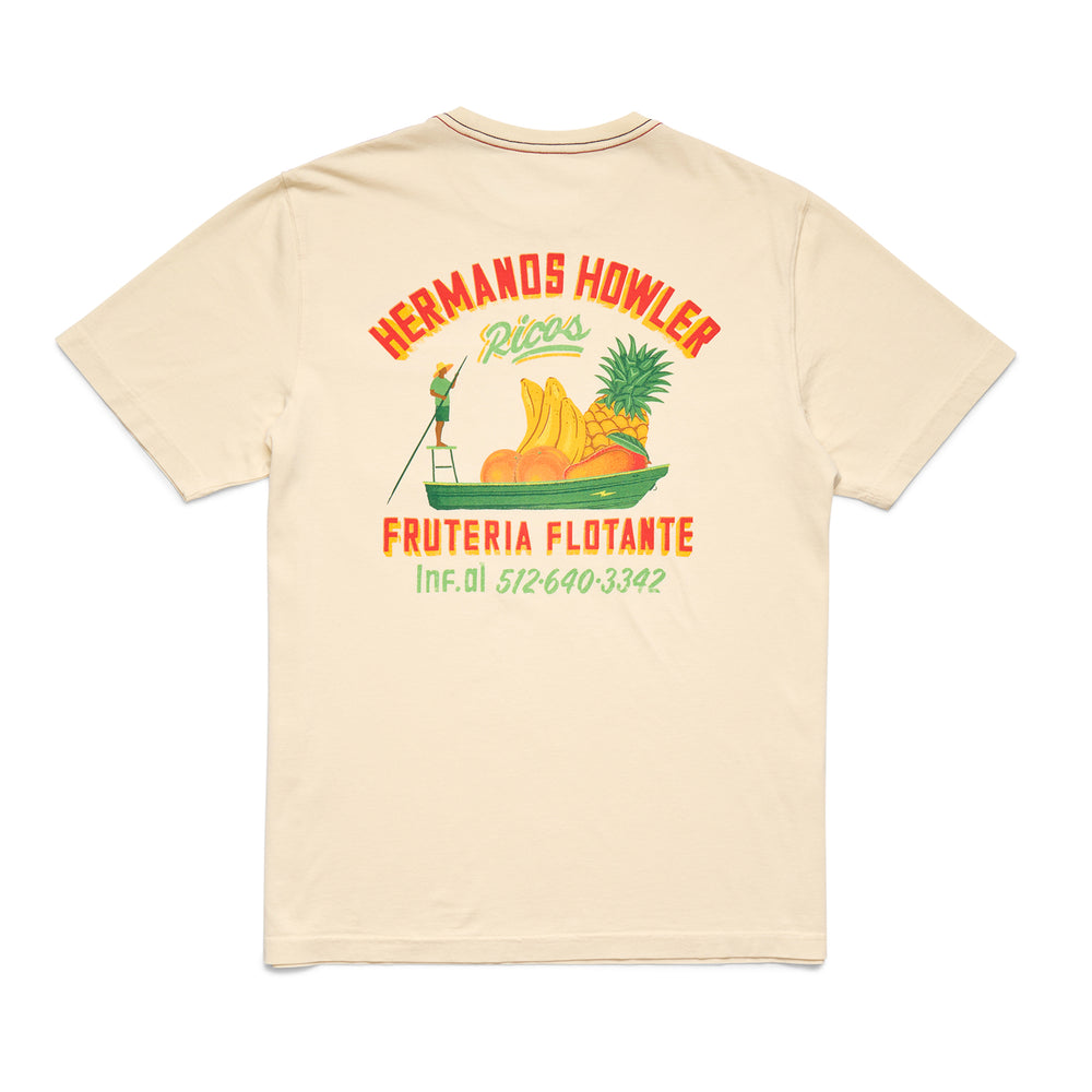 Howler Brothers Cotton Pocket T-Shirt, Fruteria Flotante: Natural, back view