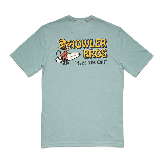Howler Brothers Blended T-Shirt, El Monito Surfs : Riviera Blue, back view