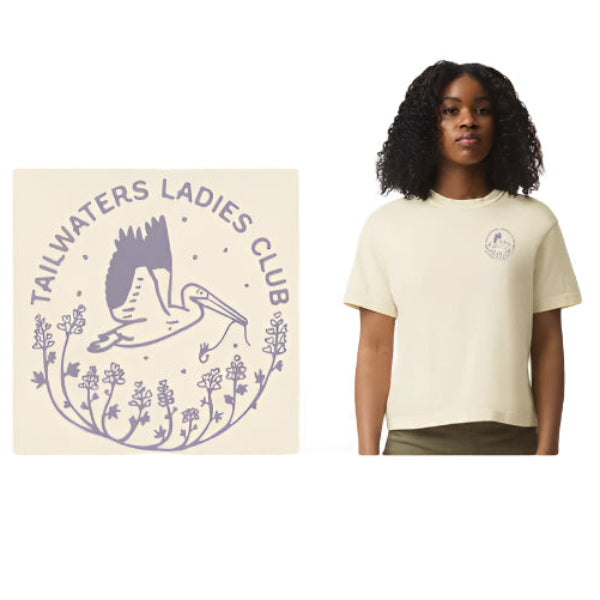 Tailwaters Fly Fishing Ladies Club Open Range Cropped T-Shirt, view 2