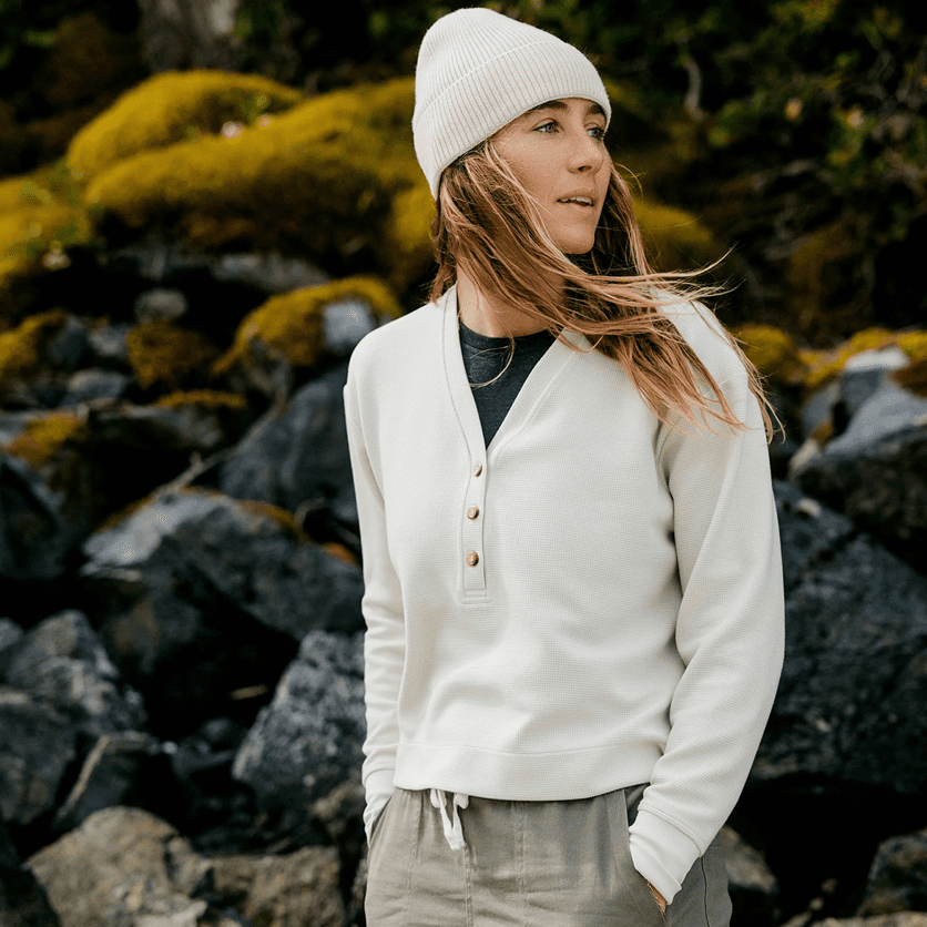 Free Fly Women's Waffle Long Sleeve Henley, view 5