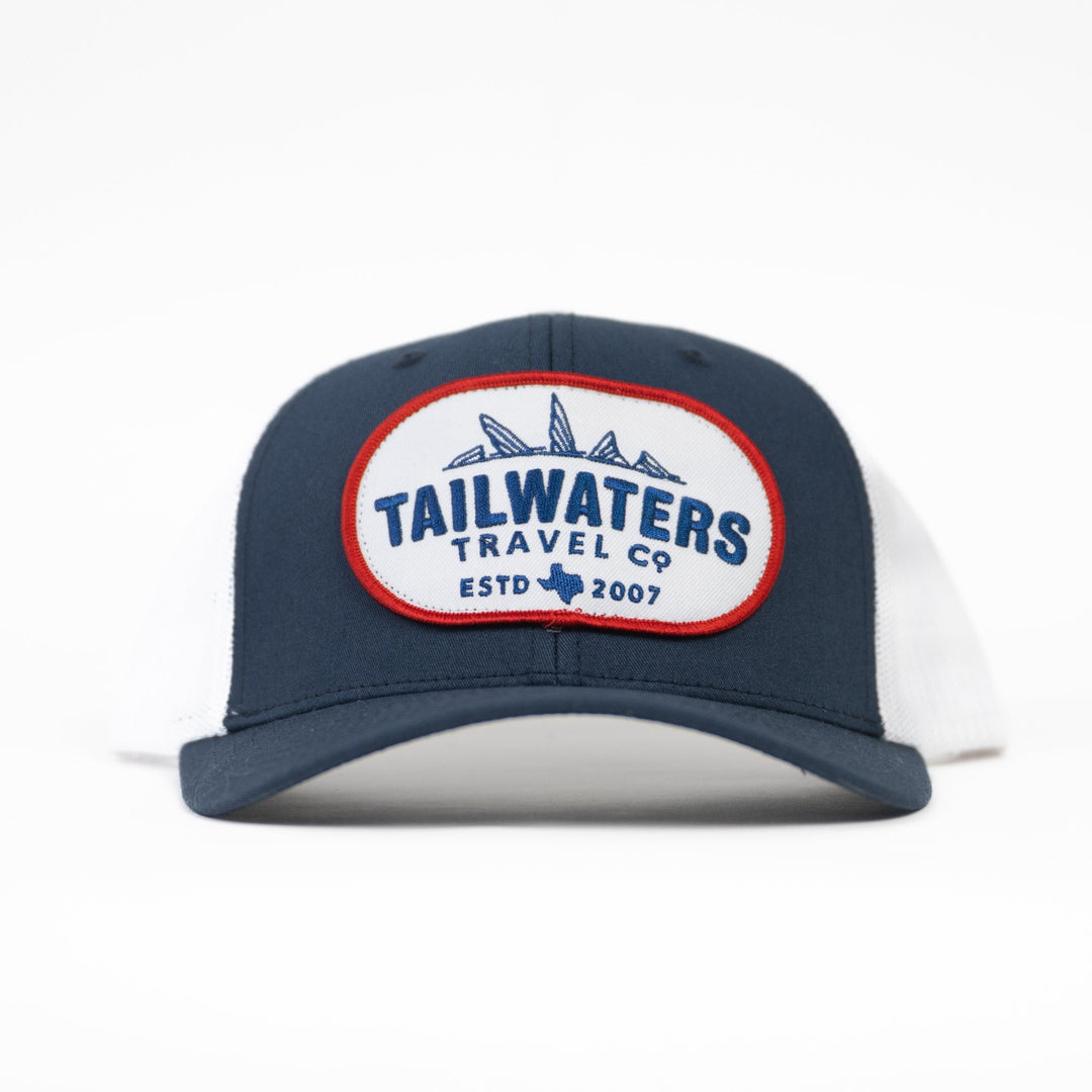 Tailwaters Fly Fishing Red & Blue Travel Patch Hat