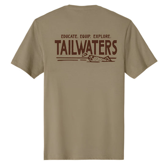 Tailwaters Fly Fishing Trouty T-Shirt, Dune, back view