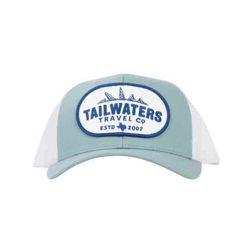 Tailwaters Fly Fishing Blue Travel Patch Hat, view 2