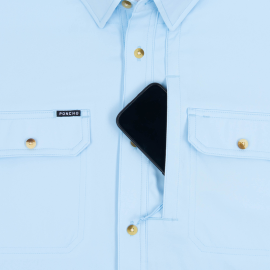 Poncho Blue Steel Short Sleeve Shirt, detail