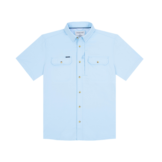 Poncho Blue Steel Short Sleeve Shirt, front view