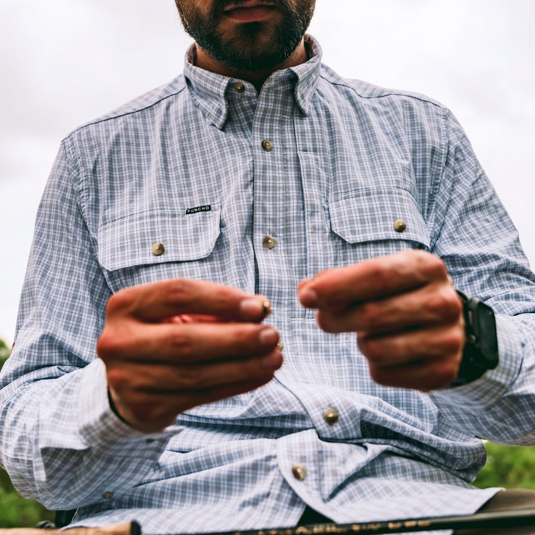 Poncho The Steelhead Long Sleeve Shirt, worn, view 2