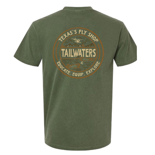 Tailwaters Fly Fishing Trouty Destination T-Shirt, Green