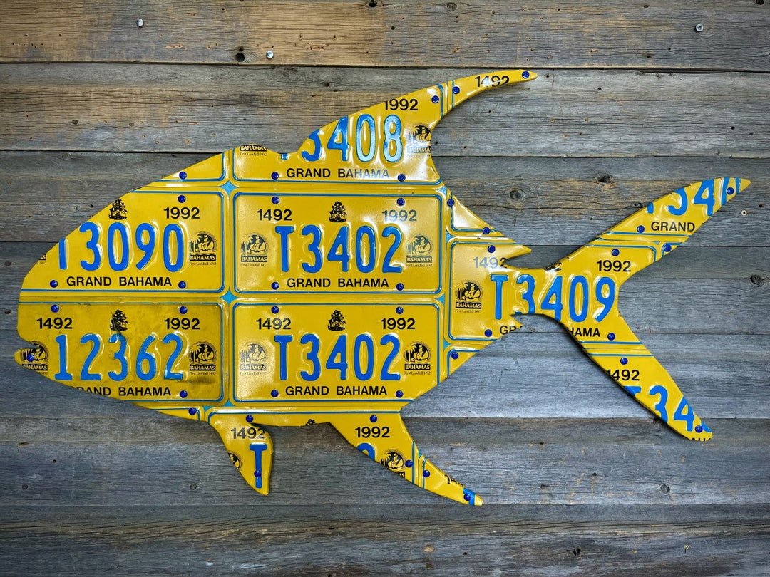 Cody's Fish Bahamas Yellow Permit License Plate Art