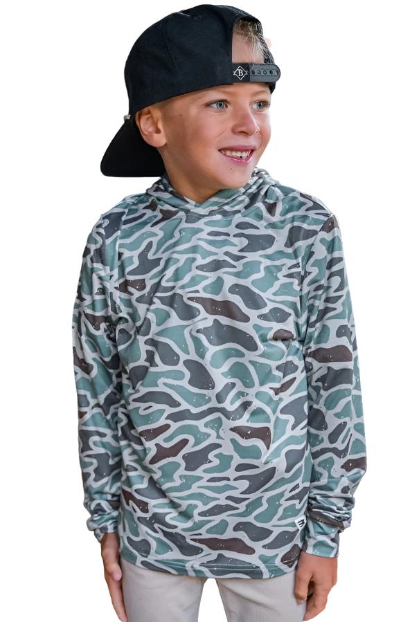 Burlebo Youth Performance Hoodie, Retro Duck Camo