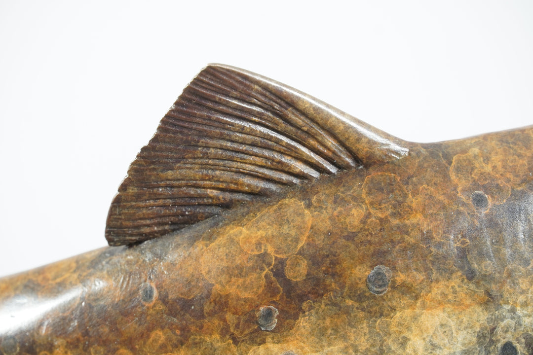 Chris Bladen Trout Over Pebble Bed Bronze Sculpture, view 3