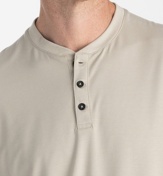 Free Fly Men's Bamboo Flex Long Sleeve Henley, Sandstone, view 2