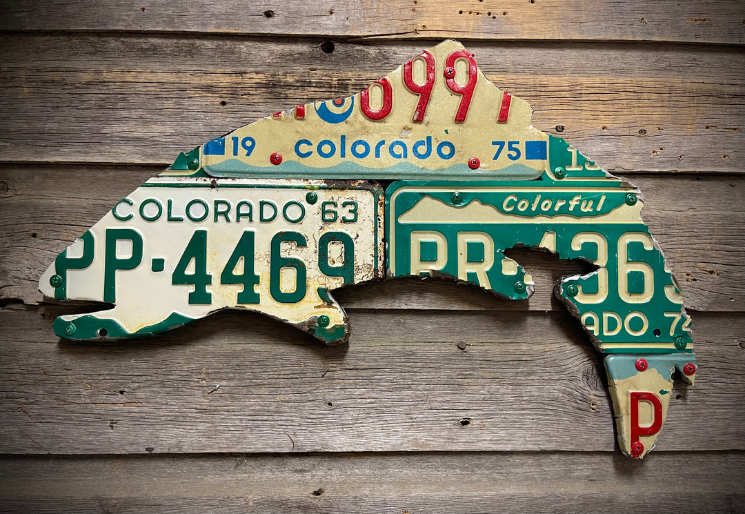 Cody's Fish 24" Vintage Colorado Trout License Plate Art