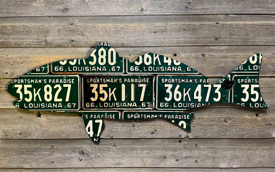 Cody's Fish Louisiana Redfish Antique License Plate Art