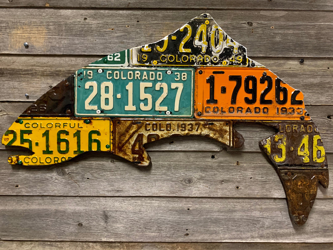 Cody's Fish Colorado Antique Trout License Plate Art