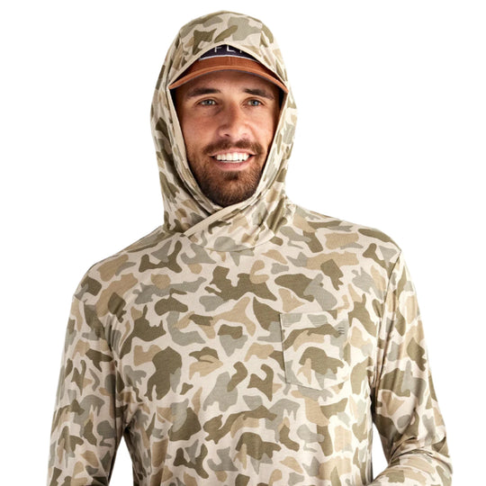 Free Fly Men's Bamboo Lightweight Hoodie, Barrier Island Camo