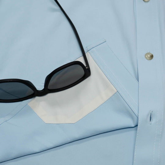 Poncho Blue Steel Short Sleeve Shirt, Lenscloth