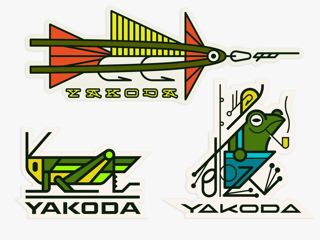 Yakoda Supply Trout Snacks Sticker Pack, packaging