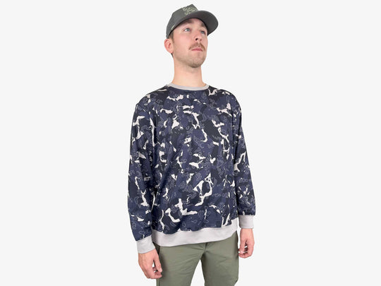 Yakoda Supply Treeline Fleece, Deep Space Grid Camo, worn