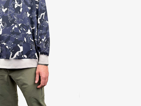 Yakoda Supply Treeline Fleece, Deep Space Grid Camo, worn, view 2