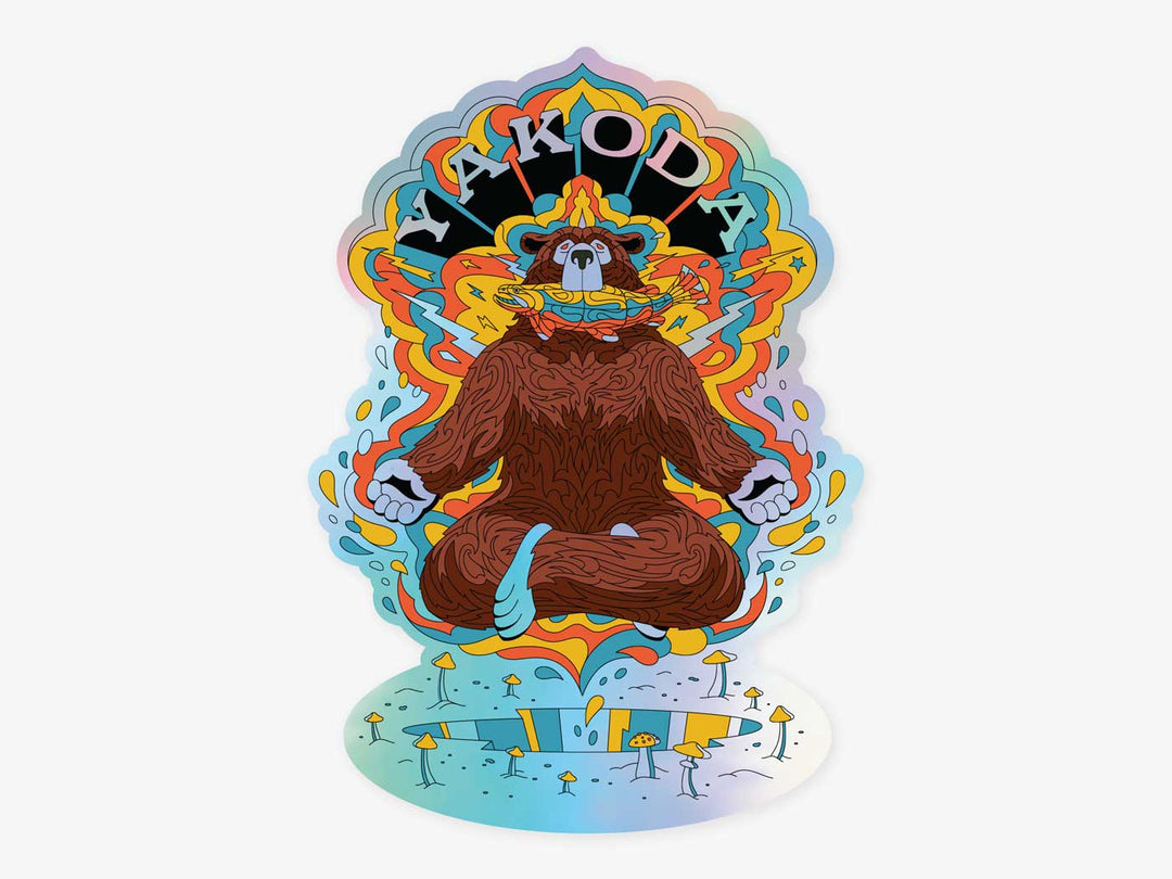 Yakoda Supply Trippy Grizzly Holographic Sticker