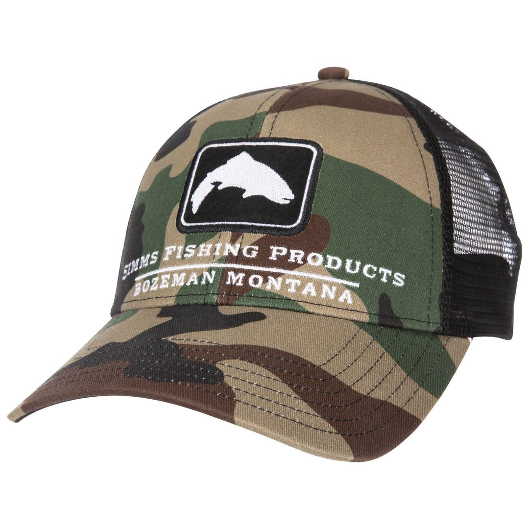 Simms Trout Icon Trucker, Woodland Camo