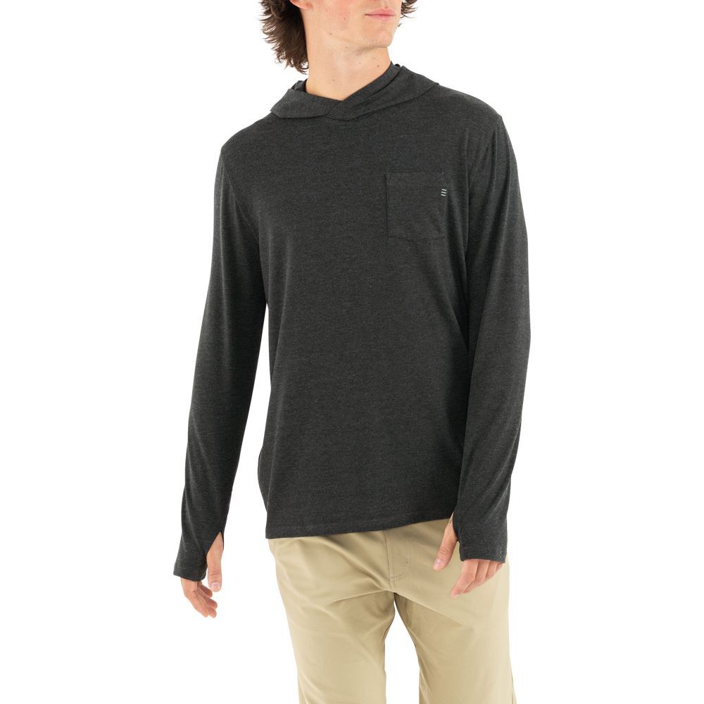 Free Fly Bamboo Crossover Hoody, Heather Black, view 2