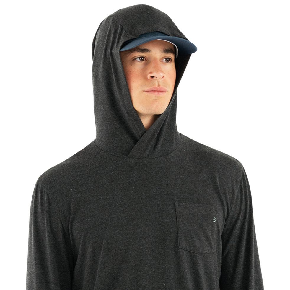 Free Fly Bamboo Crossover Hoody, Heather Black, view 4
