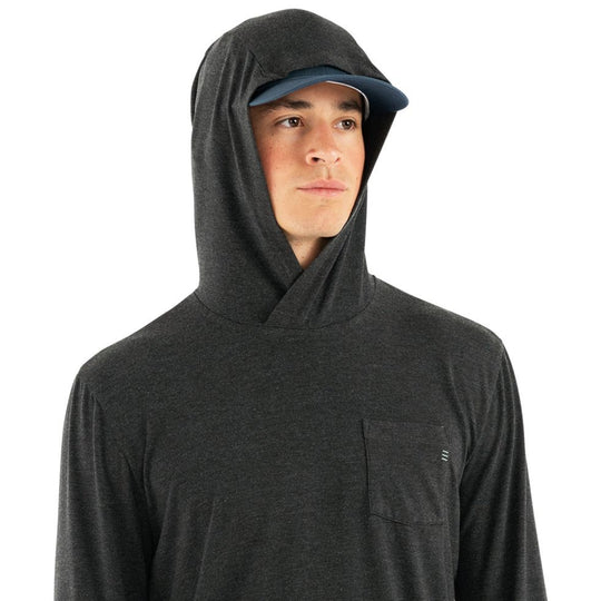 Free Fly Bamboo Crossover Hoody, Heather Black, view 4