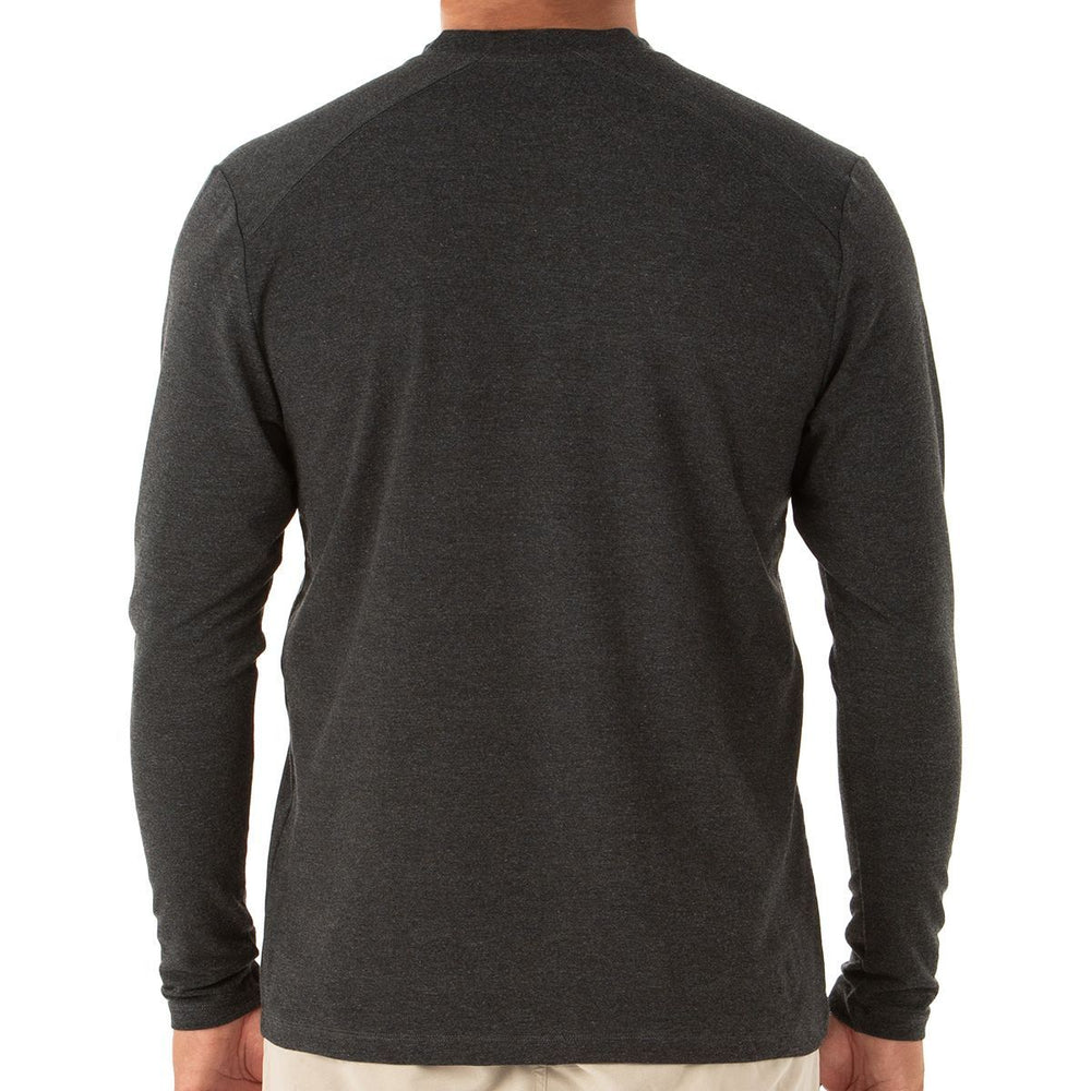 Free Fly Men's Bamboo Flex Long Sleeve Henley, Heather Black, view 2