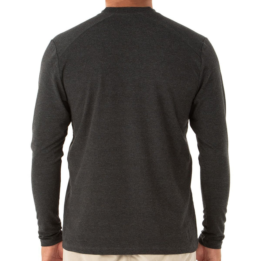 Free Fly Men's Bamboo Flex Long Sleeve Henley, Heather Black, view 2